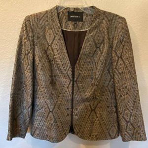 Lafayette 148 Gold & Silver Metallic Jacket with zipper Size 10